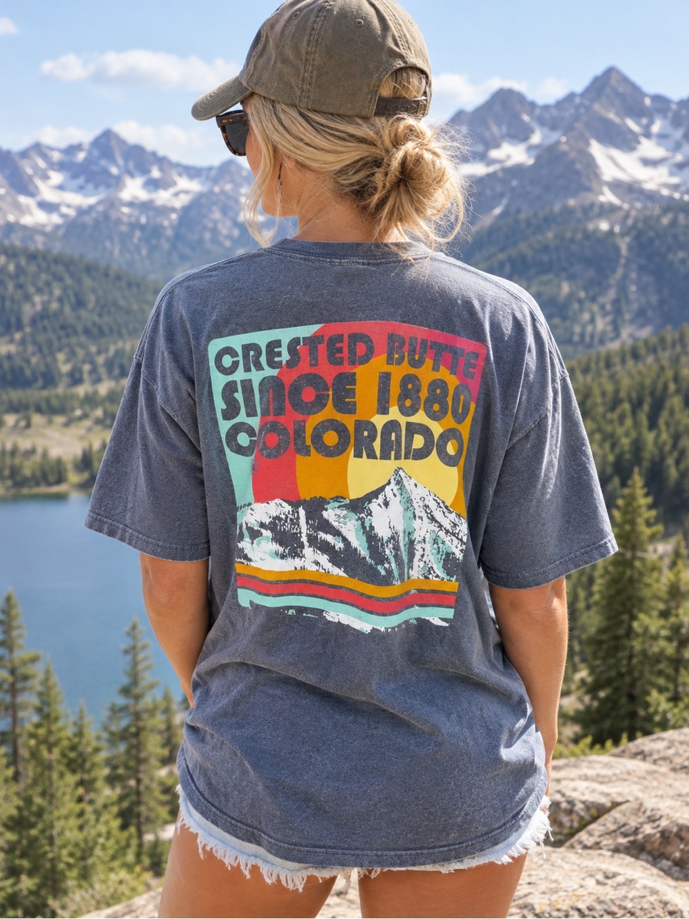 NWT Comfort Colors Crested Butte Colorado Retro Graphic T-Shirt Gray Large L